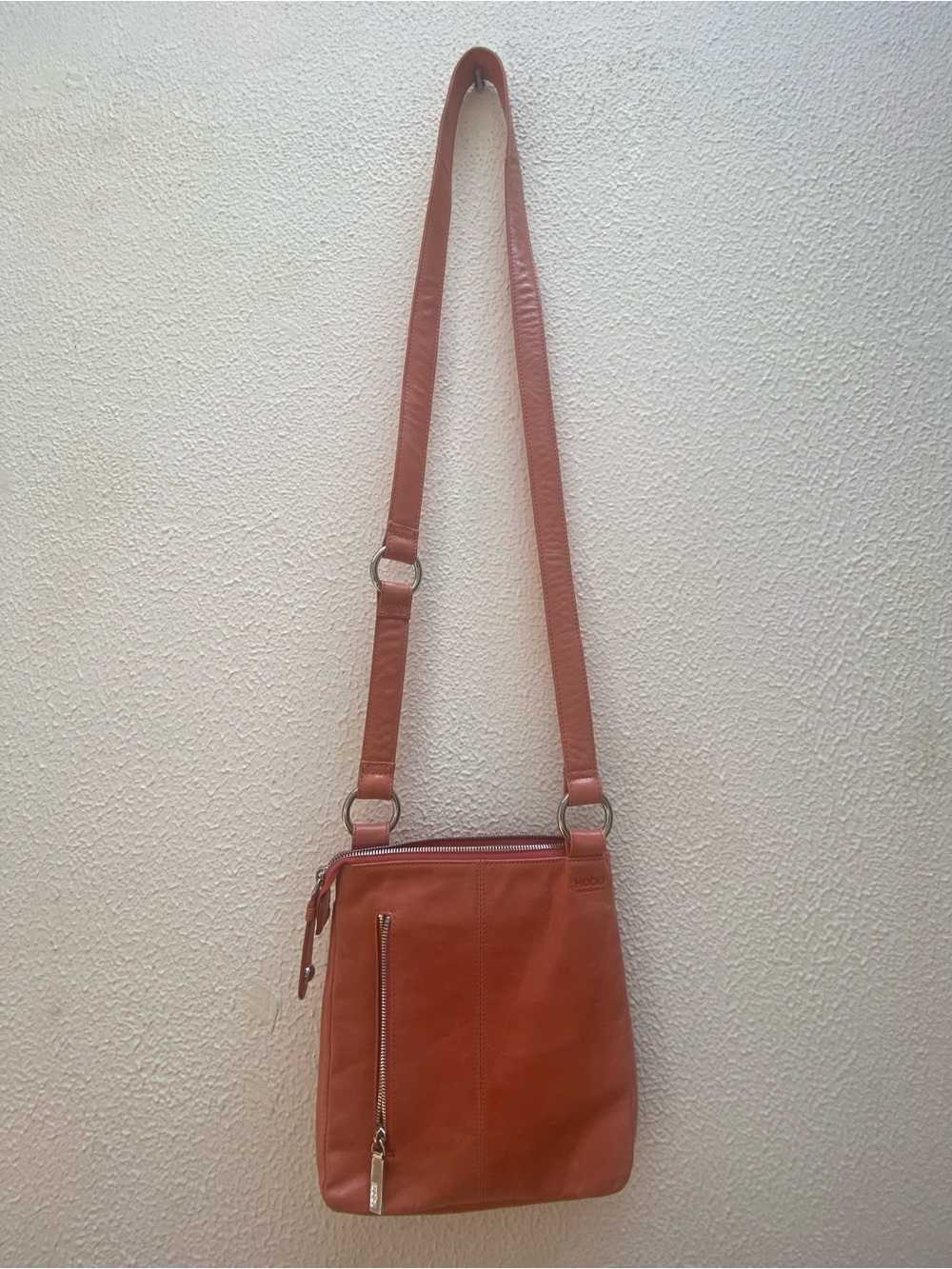 Hobo Orange Crossbody Smooth Leather Purse